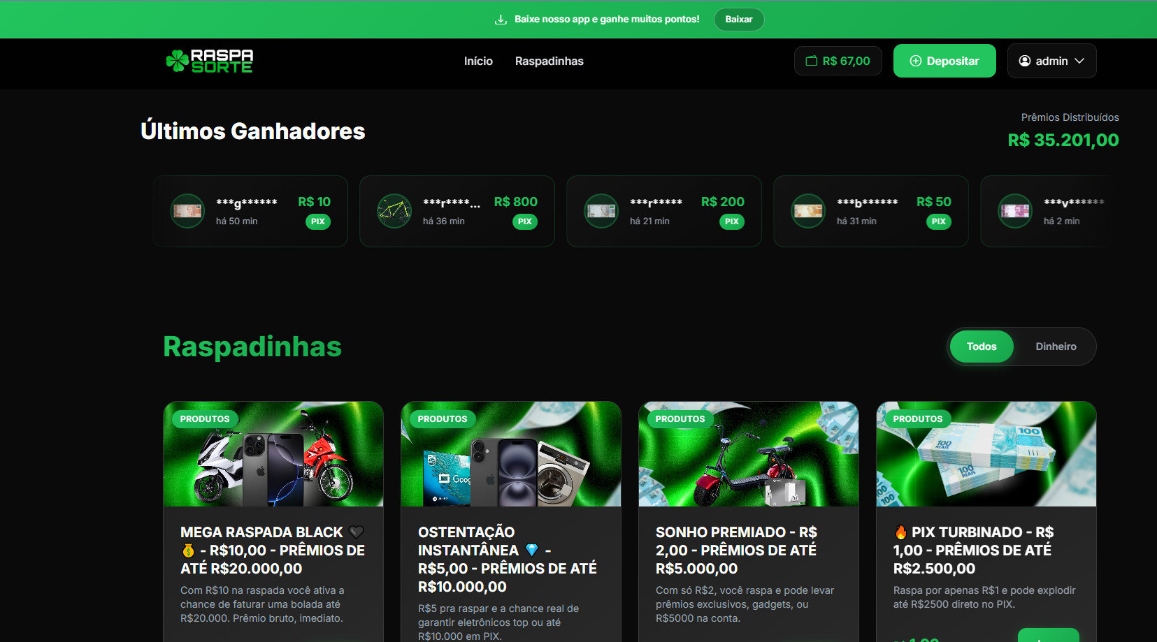 Raspadinha Digital Exclusiva com pixel facebook